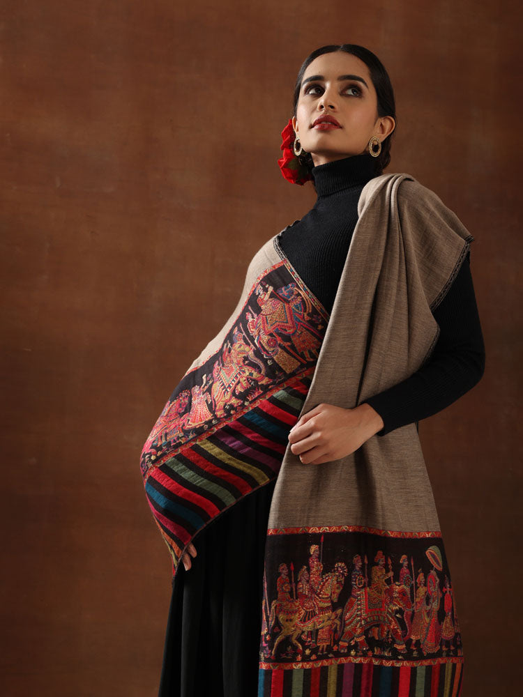 Shawl Baraat Border Reversible– Black, Beige